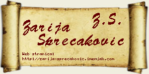 Zarija Sprečaković vizit kartica